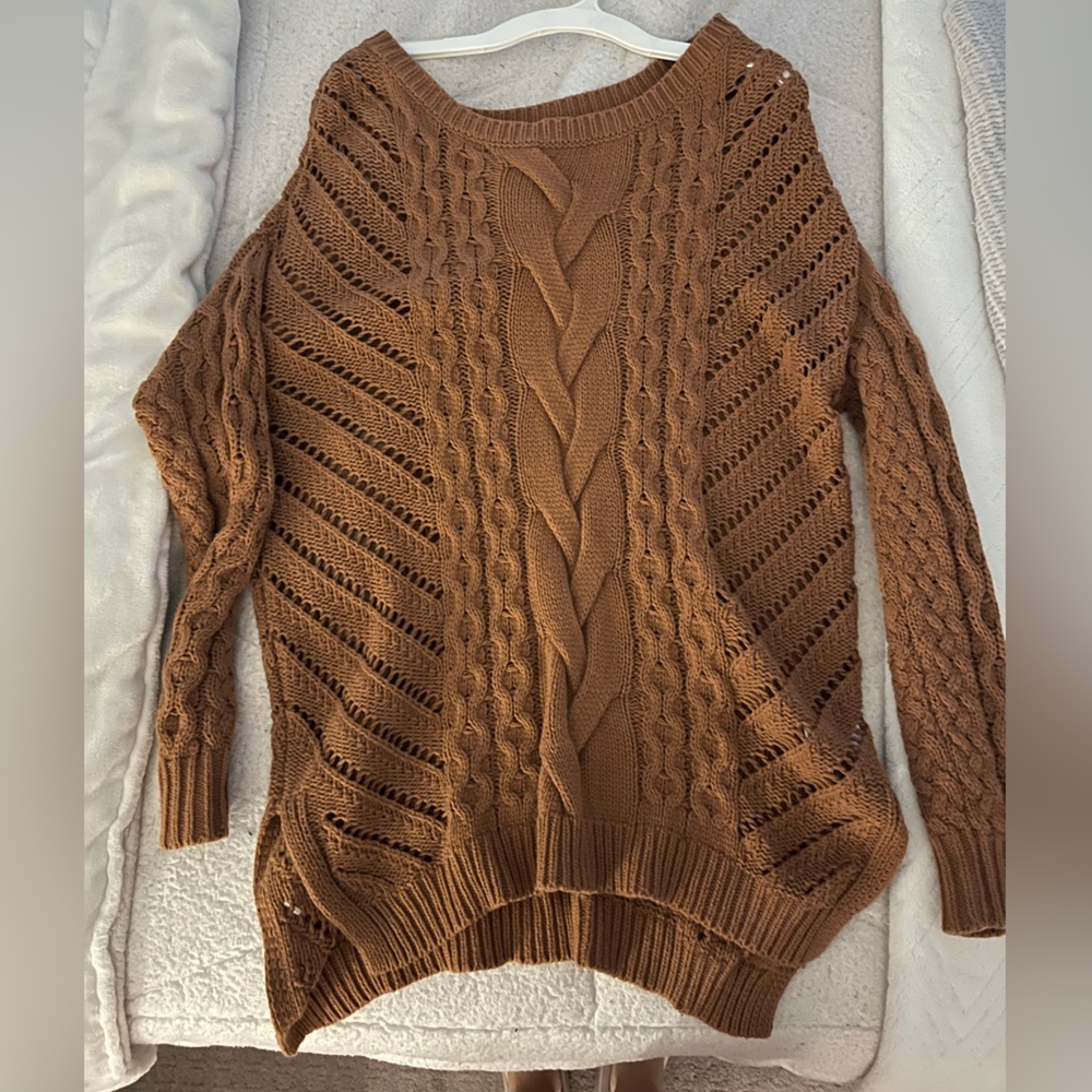 Cozy Brown Cable Knit Sweater